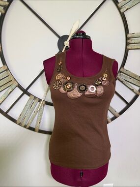 Coldwater Creek Women’s Brown Embellished Tank Top